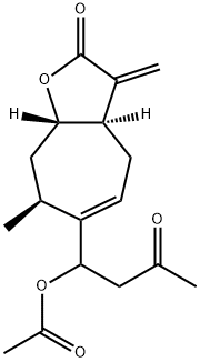 6-(1-Acetoxy-3-oxobutyl)-3,3a,4,7,8,8a-hexahydro-7-methyl-3-methylene-2H-cyclohepta[b]furan-2-one Struktur