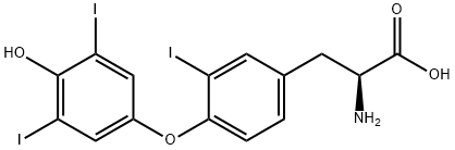 3-[4-(4-ヒドロキシ-3,5-ジヨードフェノキシ)-3-ヨードフェニル]-L-アラニン 化学構造式
