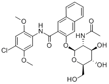 N-乙酰-B-D-葡糖胺萘酚 结构式