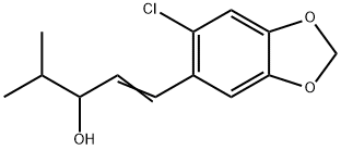 1-[2-クロロ-4,5-(メチレンジオキシ)フェニル]-4-メチル-1-ペンテン-3-オール 化学構造式