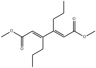 (2E,4E)-3,4-ジプロピル-2,4-ヘキサジエン二酸ジメチル 化学構造式