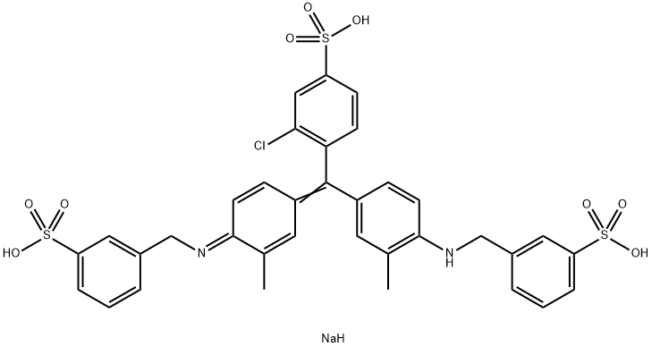 N-[4-[(2-Chloro-4-sodiosulfophenyl)[3-methyl-4-[(3-sodiosulfobenzyl)amino]phenyl]methylene]-2-methyl-2,5-cyclohexadien-1-ylidene]-3-sulfonatobenzenemethanaminium Struktur