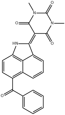 5-[6-ベンゾイルベンゾ[cd]インドール-2(1H)-イリデン]-1,3-ジメチル-2,4,6(1H,3H,5H)-ピリミジントリオン 化学構造式