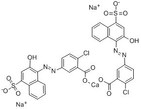 calcium disodium bis[2-chloro-5-[(2-hydroxy-1-naphthyl)azo]-4-sulphonatobenzoate] Struktur