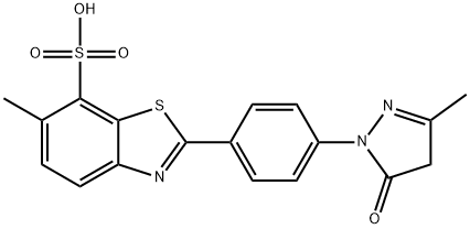 2-[4-(4,5-二氢-3-甲基-5-氧代-1H-吡唑-1-基)苯基]-6-甲基苯并噻唑-7-磺酸, 5855-99-2, 结构式