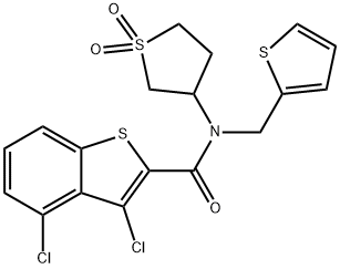 Benzo[b]thiophene-2-carboxamide, 3,4-dichloro-N-(tetrahydro-1,1-dioxido-3-thienyl)-N-(2-thienylmethyl)- (9CI) Structure
