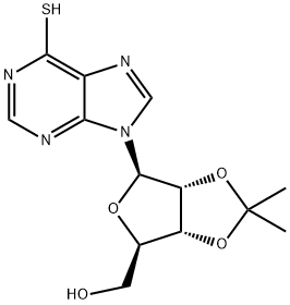 6-巯基-9-(2,3-O-异亚丙基-Β-D-呋喃核糖基)嘌呤 结构式