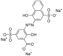 2-Hydroxy-3-[(1-hydroxy-4-sulfo-2-naphthalenyl)azo]-5-sulfobenzoic acid trisodium salt Struktur