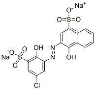 3-[(5-クロロ-2-ヒドロキシ-3-スルホフェニル)アゾ]-4-ヒドロキシ-1-ナフタレンスルホン酸二ナトリウム 化学構造式