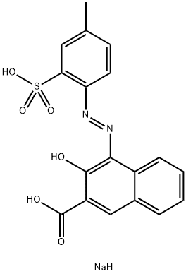 3-ヒドロキシ-4-[(4-メチル-2-スルホフェニル)アゾ]-2-ナフタレンカルボン酸ジナトリウム 化学構造式