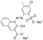 4-[(4-クロロ-5-メチル-2-スルホフェニル)アゾ]-3-ヒドロキシ-2-ナフタレンカルボン酸二ナトリウム 化学構造式
