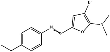 2-Furanamine,  3-bromo-5-[[(4-ethylphenyl)imino]methyl]-N,N-dimethyl- Structure