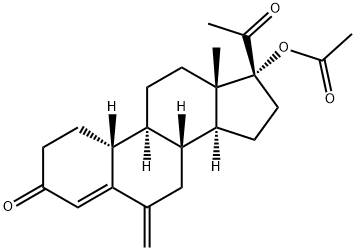 3,20-ジオキソ-6-メチレン-19-ノルプレグナ-4-エン-17-オールアセタート 化学構造式