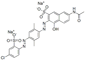disodium 7-(acetylamino)-3-[[4-[(4-chloro-2-sulphonatophenyl)azo]-2,5-dimethylphenyl]azo]-4-hydroxynaphthalene-2-sulphonate Struktur