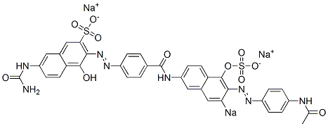 3-[[4-[[6-[(4-Acetylaminophenyl)azo]-5-hydroxy-7-sodiosulfo-2-naphthalenyl]aminocarbonyl]phenyl]azo]-7-ureido-4-hydroxynaphthalene-2-sulfonic acid sodium salt Struktur