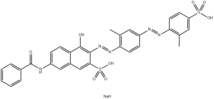 7-Benzoylamino-4-hydroxy-3-[[2-methyl-4-[(2-methyl-4-sodiosulfophenyl)azo]phenyl]azo]naphthalene-2-sulfonic acid sodium salt Structure