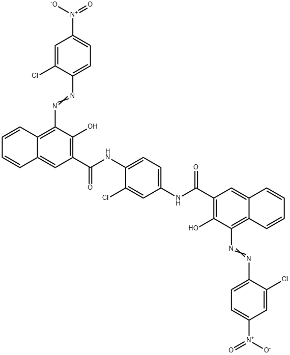 N,N'-(2-chloro-1,4-phenylene)bis[4-[(2-chloro-4-nitrophenyl)azo]-3-hydroxynaphthalene-2-carboxamide] Structure