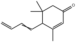 4-(1,3-ブタジエニル)-3,5,5-トリメチル-2-シクロヘキセン-1-オン 化学構造式