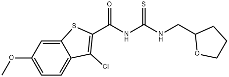 Benzo[b]thiophene-2-carboxamide, 3-chloro-6-methoxy-N-[[[(tetrahydro-2-furanyl)methyl]amino]thioxomethyl]- (9CI) Structure