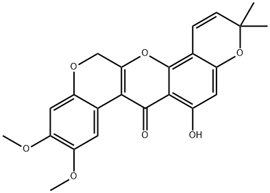 3,3-Dimethyl-6-hydroxy-9,10-dimethoxy-3H-bis[1]benzopyrano[3,4-b:6',5'-e]pyran-7(13H)-one Structure