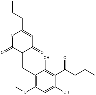 3-[[2,4-Dihydroxy-6-methoxy-3-(1-oxobutyl)phenyl]methyl]-6-propyl-2H-pyran-2,4(3H)-dione Structure