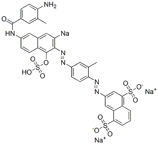 3-[[4-[[6-[(4-Amino-3-methylbenzoyl)amino]-1-hydroxy-3-sodiosulfo-2-naphthalenyl]azo]-2-methylphenyl]azo]naphthalene-1,5-disulfonic acid disodium salt Structure