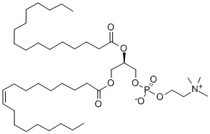 1-オレオイル-2-パルミトイル-SN-グリセロ-3-ホスホコリン 化学構造式