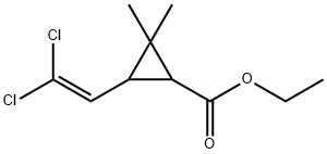 2-(2,2-ジクロロビニル)-3,3-ジメチルシクロプロパン-1-カルボン酸エチル 化学構造式