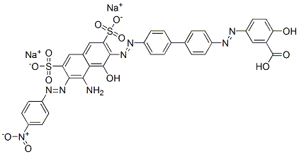 disodium hydrogen 5-[[4'-[[8-amino-1-hydroxy-7-[(4-nitrophenyl)azo]-3,6-disulphonato-2-naphthyl]azo][1,1'-biphenyl]-4-yl]azo]salicylate Structure