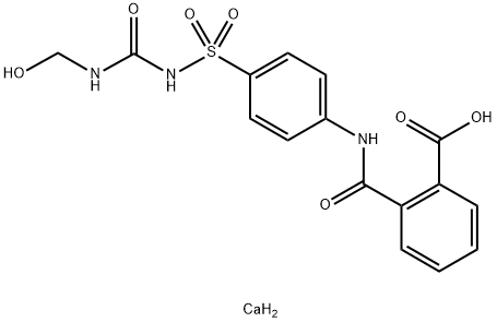ビス[2-[[[4-[[[[(ヒドロキシメチル)アミノ]カルボニル]アミノ]スルホニル]フェニル]アミノ]カルボニル]安息香酸]カルシウム 化学構造式