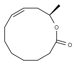(9E,12R)-12-メチルオキサシクロドデカ-9-エン-2-オン 化学構造式