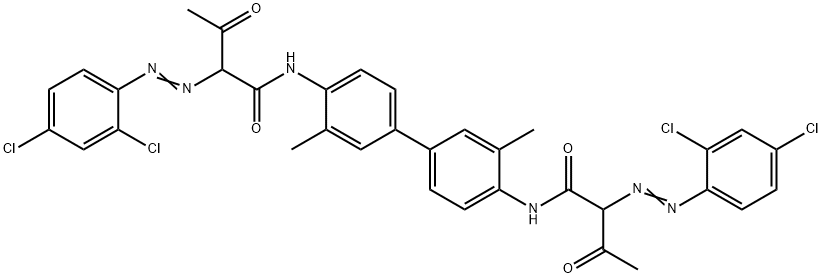 N,N'-(3,3'-ジメチル-1,1'-ビフェニル-4,4'-ジイル)ビス[2-[(2,4-ジクロロフェニル)アゾ]-3-オキソブタンアミド] 化学構造式