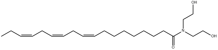 (9Z,12Z,15Z)-N,N-ビス(2-ヒドロキシエチル)-9,12,15-オクタデカトリエンアミド 化学構造式