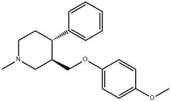(3R)-3α-[(4-メトキシフェノキシ)メチル]-1-メチル-4β-フェニルピペリジン 化学構造式