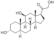 3α,11β,21-トリヒドロキシ-5α-プレグナン-20-オン 化学構造式