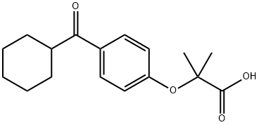 2-[4-(シクロヘキシルカルボニル)フェノキシ]-2-メチルプロパン酸 化学構造式