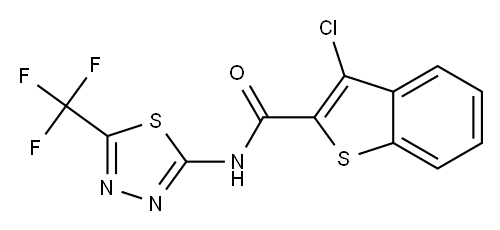 Benzo[b]thiophene-2-carboxamide, 3-chloro-N-[5-(trifluoromethyl)-1,3,4-thiadiazol-2-yl]- (9CI) 结构式