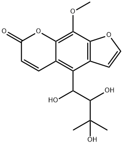9-メトキシ-4-(1,2,3-トリヒドロキシ-3-メチルブチル)-7H-フロ[3,2-g][1]ベンゾピラン-7-オン 化学構造式