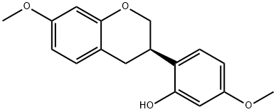 2-[(R)-3,4-ジヒドロ-7-メトキシ-2H-1-ベンゾピラン-3-イル]-5-メトキシフェノール 化学構造式