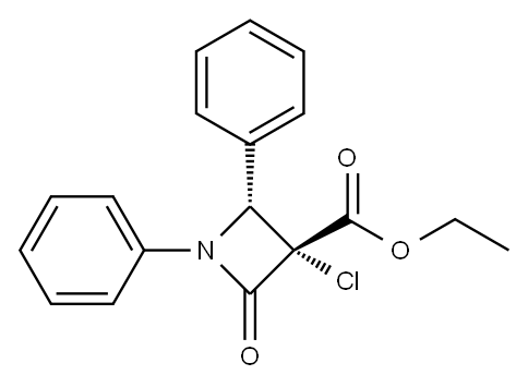 1,4-Diphenyl-3-chloro-3-ethoxycarbonyl-azetidin-2-one Struktur