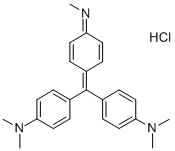 4-[[4-(ジメチルアミノ)フェニル][4-(メチルイミノ)-2,5-シクロヘキサジエン-1-イリデン]メチル]-N,N-ジメチルベンゼンアミン·塩酸塩 化学構造式
