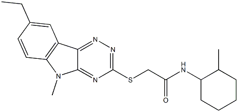 Acetamide, 2-[(8-ethyl-5-methyl-5H-1,2,4-triazino[5,6-b]indol-3-yl)thio]-N-(2-methylcyclohexyl)- (9CI)|