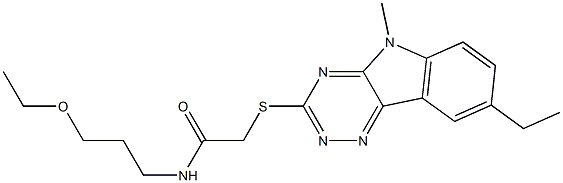 Acetamide, N-(3-ethoxypropyl)-2-[(8-ethyl-5-methyl-5H-1,2,4-triazino[5,6-b]indol-3-yl)thio]- (9CI) Structure