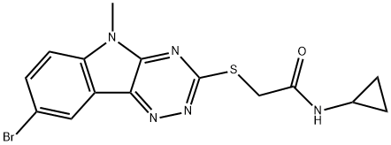 Acetamide, 2-[(8-bromo-5-methyl-5H-1,2,4-triazino[5,6-b]indol-3-yl)thio]-N-cyclopropyl- (9CI) 结构式