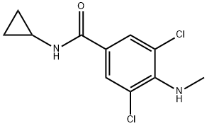 3,5-ジクロロ-N-シクロプロピル-4-(メチルアミノ)ベンズアミド 化学構造式