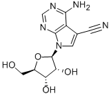 4-アミノ-7-β-D-リボフラノシル-7H-ピロロ[2,3-d]ピリミジン-5-カルボニトリル 化学構造式