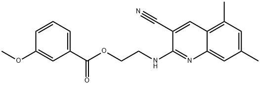Benzoic acid, 3-methoxy-, 2-[(3-cyano-5,7-dimethyl-2-quinolinyl)amino]ethyl ester (9CI) 结构式