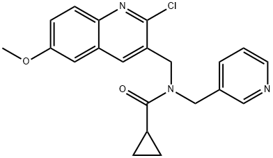 Cyclopropanecarboxamide, N-[(2-chloro-6-methoxy-3-quinolinyl)methyl]-N-(3-pyridinylmethyl)- (9CI) 结构式