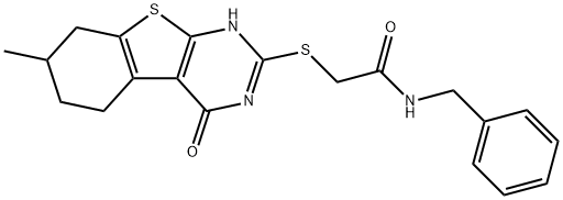 Acetamide, 2-[(1,4,5,6,7,8-hexahydro-7-methyl-4-oxo[1]benzothieno[2,3-d]pyrimidin-2-yl)thio]-N-(phenylmethyl)- (9CI) 结构式