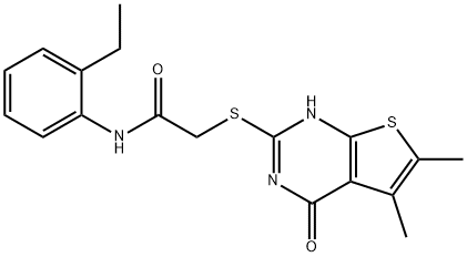 Acetamide, 2-[(1,4-dihydro-5,6-dimethyl-4-oxothieno[2,3-d]pyrimidin-2-yl)thio]-N-(2-ethylphenyl)- (9CI) 结构式